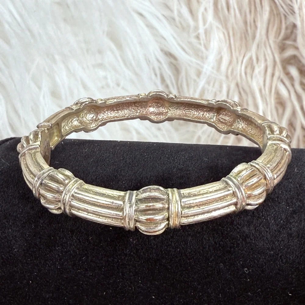 Vintage Aged Silvetone Weighted Bohemian Bracelet